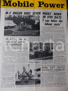 Materiale pubblicitario d’epoca 1960 MOBILE POWER MASSEYFERGUSON Digger 702 excavating n° 3 1