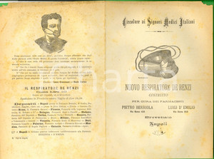 Documento originale, autentico 1880 ca NAPOLI Nuovo respiratore DE RENZI  Farmacisti BERRIOLA e D EMILIO 1