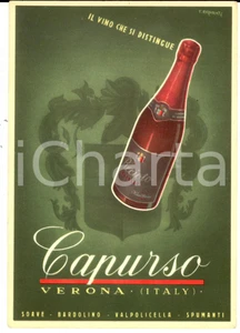 Cartolina originale da collezione 1960 ca VERONA Vini CAPURSO Cartolina pubblicitaria ill. RUZZENENTE FG 1