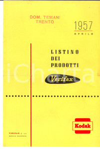 Materiale pubblicitario d’epoca Aprile 1957 VERIFAX Listino riproduttori a contatto e carte VINTAGE 1