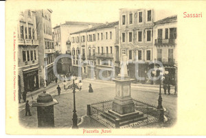 Cartolina originale da collezione 1900 ca SASSARI Veduta di piazzetta AZUNI Cartolina ANIMATA FP VG 1
