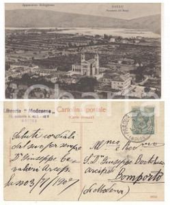 Cartolina originale da collezione 1907 SASSO MARCONI BO Panorama Cartolina arciprete don Giuseppe CAVALIERI 1