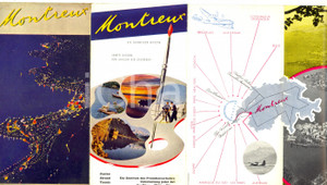Materiale pubblicitario d’epoca 1950 ca SUISSE MONTREUX Pieghevole ILLUSTRATO con mappa TURISMO VINTAGE 1
