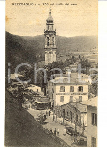 Cartolina originale da collezione 1931 REZZOAGLIO GE Veduta con Albergo AMERICANO Cartolina ANIMATA RARA auto 1