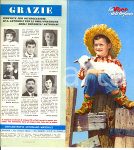 Materiale pubblicitario d’epoca 1950 PADOVA Orfanotrofio ANTONIANO  La voce dell orfano Pieghevole ILLUSTRATO 1