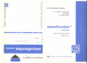 Materiale pubblicitario d’epoca 1960 ca VICENZA Farmaceutica ZAMBON  Antibiotico iniettabile MICROFLAVINA 1