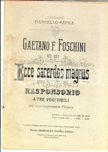 Oggetto da collezione cartaceo 1920 ca Gaetano FOSCHINI Ecce sacerdos magnus  Responsorio Marcello CAPRA 1