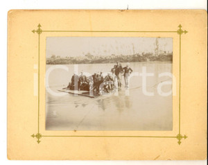 Fotografia d epoca originale 1910 ca NORDAFRICA ? Truppe coloniali guadano un fiume Foto VINTAGE 17x14 1