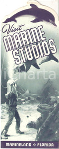 Materiale pubblicitario d’epoca 1950 ca MARINELAND FLORIDA Visit MARINE STUDIOS Pieghevole illustrato 1