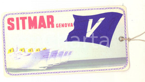 Materiale pubblicitario d’epoca 1930ca SITMAR GENOVA Etichetta bagagli per viaggiatori in classe turistica 1