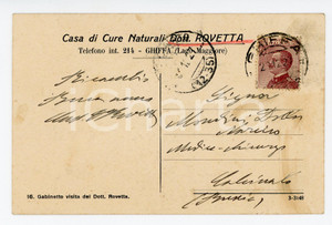 Autografo originale 1927 GHIFFA VB Casa di cure  Gabinetto Autografo dottor Luigi ROVETTA FP VG 1