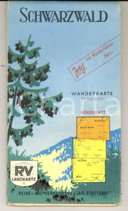 Materiale pubblicitario d’epoca 1960 ca FORESTA NERA / SCHWARZWALD D Mappa stradale  Wanderkarte 1