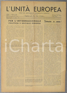 Giornale, rivista storica 1946 L UNITA  EUROPEA Per l Internazionale politica e sociale Rivista n° 8 1