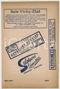 Materiale pubblicitario d’epoca Luglio 1910 ca Sale VICHYETAT Neurosine PRUNIER Carta sugante FARMACEUTICA 1