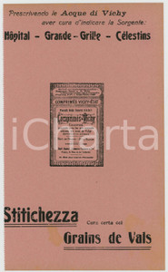 Materiale pubblicitario d’epoca 1910 ca Acque di VICHY  Grains de VALS contro la stitichezza Carta assorbente 1