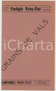 Materiale pubblicitario d’epoca 1910 ca Pastiglie VICHYETAT   Grains de VALS pro digestione Carta assorbente 1
