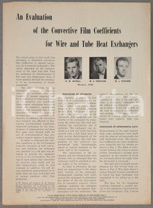 Materiale pubblicitario d’epoca 1960 ca O. W. WITZELL W. E. FONTAINE W. J. PAPANEK Convective film coefficients 1