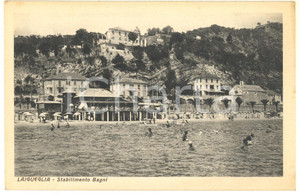 Cartolina originale da collezione 1930 ca LAIGUEGLIA SV Stabilimento bagni Cartolina postale ANIMATA FP NV 1
