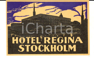 Materiale pubblicitario d’epoca 1940 ca STOCKHOLM Hotel REGINA Etichetta VINTAGE 13x8 cm 1 1