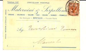 Cartolina originale da collezione 1938 BRESCIA Ditta MATERNINI & SERPELLONI Droghe e coloniali Cartolina 1
