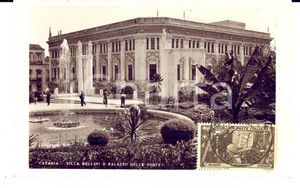 Cartolina originale da collezione 1934 CATANIA Villa BELLINI e Palazzo delle Poste Cartolina ANIMATA FP 1