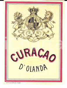 Materiale pubblicitario d’epoca 1950 ca Liquore CURACAO D OLANDA Etichetta pubblicitaria 9x13 cm 1 1