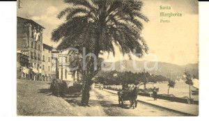 Cartolina originale da collezione 1914 SANTA MARGHERITA LIGURE GE Veduta del porto Cartolina ANIMATA calesse 1
