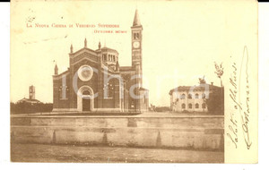 Cartolina originale da collezione 1902 VERDERIO SUPERIORE Veduta della nuova chiesa Cartolina postale FP VG 1