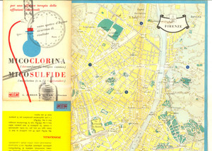 Materiale pubblicitario d’epoca 1956 Farmaceutica ZAMBON  MICOCLORINA Mappa FIRENZE pubblicitaria pieghevole 1