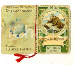 Oggetto da collezione cartaceo 1916 MILANO F.LLI CELLA Profumieri  Calendarietto tascabile CRISTOFORO COLOMBO 1