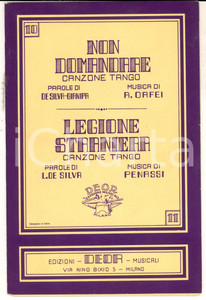 Oggetto da collezione cartaceo 1939 DE SILVA Non domandare  Legione straniera Canzoni tango ed. DEOR MILANO 1