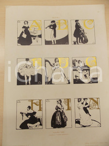 Stampa, bozzetto originale 1910 ca ARTE DECORATIVA Aleardo TERZI  Iniziali Tavola 25x35 cm 1