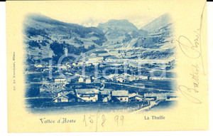 Cartolina originale da collezione 1899 LA THUILE AO Veduta panoramica del paese  Cartolina postale FP VG 1