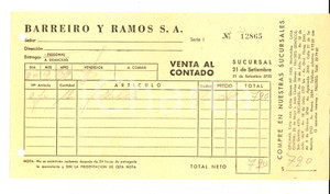 Materiale pubblicitario d’epoca 1962 MONTEVIDEO BARREIRO Y RAMOS S. A. Venta al contado  Nota 1