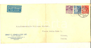 Documento originale, autentico 1940 STORIA POSTALE COPENHAGEN Ernst C. LOHSE & Co. Busta Luftpost par avion 1