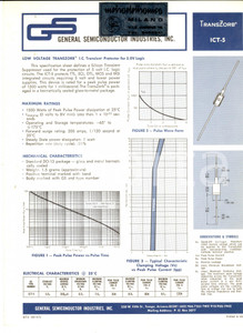 Materiale pubblicitario d’epoca 1971 TEMPE GENERAL SEMICONDUCTORS INDUSTRIES Transiert protector Volantino 1