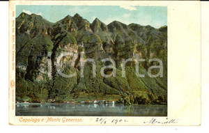 Cartolina originale da collezione 1902 CAPOLAGO SVIZZERA Veduta con il MONTE GENEROSO Cartolina FP VG 1