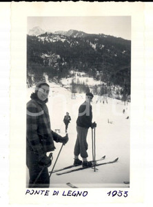 Fotografia d epoca originale 1953 PONTE DI LEGNO Due sciatori sulle piste Fotografia VINTAGE 6x10 cm 1