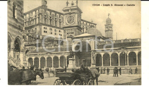 Cartolina originale da collezione 1909 UDINE Loggia S. GIOVANNI e Castello Cartolina ANIMATA carrozze FP VG 1