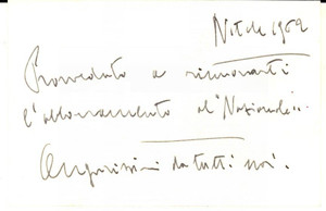 Autografo originale 1962 MILANO ALPINI Biglietto Enzo MANUSARDI Manus  AUTOGRAFO 1