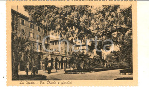 Cartolina originale da collezione 1940 ca LA SPEZIA Via Chiodo e giardini Cartolina postale VINTAGE FP NV 1