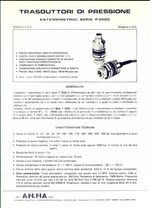 Materiale pubblicitario d’epoca 1970 ca MILANO Società AN. NA. Trasduttori pressione  Estensimetrici Volantino 1