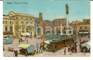 Cartolina originale da collezione 1916 LECCE Veduta di piazza SANT ORONZO Cartolina illustrata ANIMATA tram 1