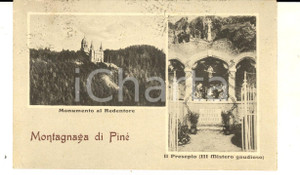 Cartolina originale da collezione 1932 MONTAGNAGA DI PINE  Vedutine con monumento al Redentore Cartolina FP VG 1