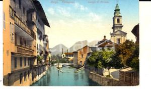 Cartolina originale da collezione 1915 ca BORGO VALSUGANA TN Panorama lungo il Brenta Cartolina FP VG 1
