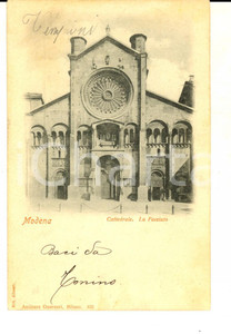Cartolina originale da collezione 1900 MODENA Facciata della cattedrale Cartolina postale FP VG 1