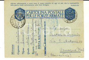 Cartolina originale da collezione 1942 WW2 LODI IV Reggimento ARTIGLIERIA Cartolina cap. Leonello CANTATORE 1