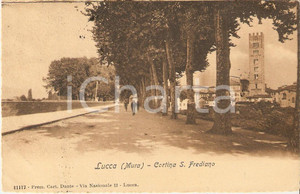 Cartolina originale da collezione 1910 MURA DI LUCCA In bicicletta sulla Cortina di San Frediano Cartolina FP VG 1
