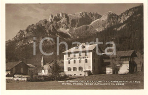 Cartolina originale da collezione 1950 ca CAMPESTRIN TN Hotel Fassa verso il Catinaccio Cartolina FP NV 1