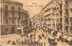 Cartolina originale da collezione 1913 NAPOLI Tram a cavalli in via Roma già  TOLEDO Cartolina FP VG 1